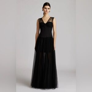 Zac Posen Black Tulle Bustier Dress